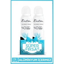 2 Adet Emotion Invisible Fresh Black & White Kadın Deodorant 150ML Vegan, Leke Bırakmaz