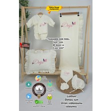 Müslin Yeni Doğan 4katlı Organik %100PAMUK Kişiye Özgü Nakışlı Hastane Çıkış Seti (Kelebek Model-1)