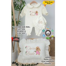 Müslin Yeni Doğan 4katlı Organik %100PAMUK Kişiye Özgü Nakışlı Hastane Çıkış Seti(Tavşan Model-3)