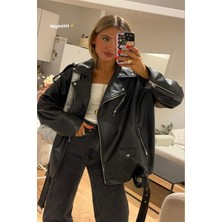 Prifaldi Oversize Uzun Kadın Deri Ceket