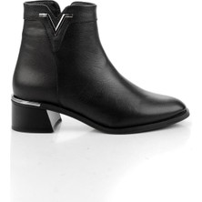 Siyah Hakiki Deri Kadın Bot & Bootie K02645012303