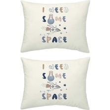 Makiteks Yüzde Yüz Pamuklu 2 Adet 35X45 cm Uzay Desenli Bebek Yastık Kılıfı