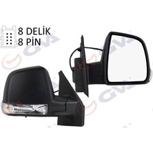 Gva 1029175 - Dış Dikiz Aynası Sağ Doblo 11 Elektrikli Sinyalli Siyah Kapaklı Tek Cam Konveks 8 Fiş VM-668EHR