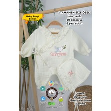 Müslin Yeni Doğan 4katlı Organik %100PAMUK Kişiye Özgü Nakışlı Hastane Çıkış Seti (Kuş Model-3)