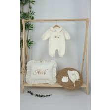 Müslin Yeni Doğan 4katlı Organik %100PAMUK Kişiye Özgü Nakışlı Hastane Çıkış Seti (Papatya Model-3)