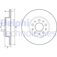 Delphı BG4655C - Fren Diski Arka Fıat 500 L 12 Egea 15 1.0 1.3 Mtj 1.4 1.6 Mtj 15 251×41X5 Delik