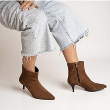 Taba Süet Sivri Burun Kadın Klasik Bot