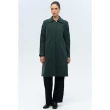 Gömlek Yaka Punto Detaylı Büyük Beden Kaban Yeşil 3117