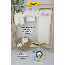 Müslin Yeni Doğan 4katlı Organik %100PAMUK Kişiye Özgü Nakışlı Hastane Çıkış Seti (Nota Model)