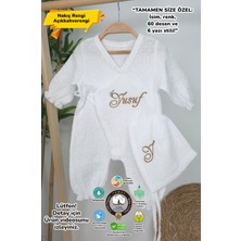 Müslin Yeni Doğan 2katlı Organik %100PAMUK Kişiye Özgü Nakışlı Hastane Çıkış Seti(Ikili Dal Model-3)