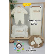 Müslin Yeni Doğan 4katlı Organik %100PAMUK Kişiye Özgü Nakışlı Hastane Çıkış Seti (Dallı Papatya)