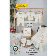 Müslin Yeni Doğan 4katlı Organik %100PAMUK Kişiye Özgü Nakışlı Hastane Çıkış Seti (Gökkuşağı Model2)