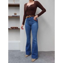 Esra Helvacı Blue Ispanyol Paça Jean