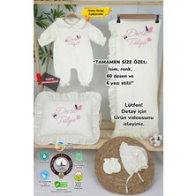 Müslin Yeni Doğan 4katlı Organik %100PAMUK Kişiye Özgü Nakışlı Hastane Çıkış Seti-Ikili Kelebek