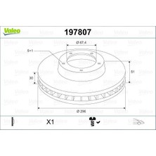 Valeo 197807 - Ön Fren Aynası Insıgnıa A 08 Saab 9-5 YS3G 10 16 Jant 296×30X5DLXHAVALI 13501307-569063