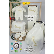 Müslin Yeni Doğan 4katlı Organik %100PAMUK Kişiye Özgü Nakışlı Hastane Çıkış Seti-Başak Model
