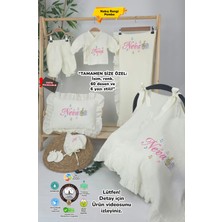 Müslin Yeni Doğan 4katlı Organik %100PAMUK Kişiye Özgü Nakışlı Hastane Çıkış Seti (Nota Model)
