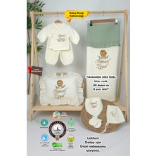 Müslin Yeni Doğan 4katlı Organik %100PAMUK Kişiye Özgü Nakışlı Hastane Çıkış Seti (Aslan Model-2)
