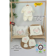 Müslin Yeni Doğan 4katlı Organik %100PAMUK Kişiye Özgü Nakışlı Hastane Çıkış Seti (Çiçek Model-2)