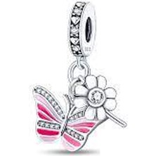 Özgürlük Kanatları Sallantılı Gümüş Charm