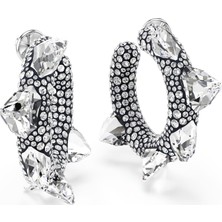 Swarovski 5723287 Sublima Hoop Earrings, Spike, White, Rhodium Plated