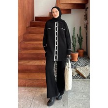 Cep Detaylı Garnili Triko Takım Siyah