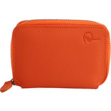 Hakiki Deri Kadın Fermuarlı Cüzdan Küçük Boy Çok Bölmeli Tozluğu ile Birlikte