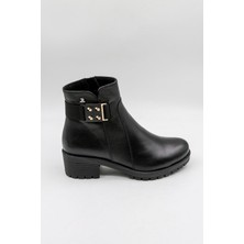 Venüs Kadın Deri Tokalı Kısa Fermuarlı Bot 3309K - Siyah - 36