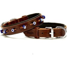 Renkli Deri Köpek Boyun Tasması, Şık ve Rahat Kullanımlı, 2.5X37-45 Cm, Kahverengi.