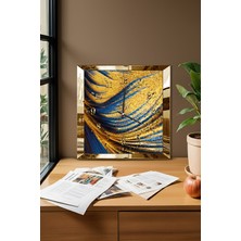 Gold Çerçeveli Kum ve Gökyüzü Temalı Dekoratif Mdf Duvar Saati