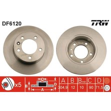Trw DF6120 - Arka Fren Aynası Renault Master Iıı 10 Opel Movano B 10 2.3dci 305×12X90X72X5DL Tek Teker