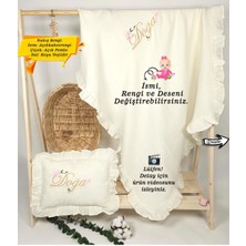 Gros Shop %100 Pamuk 4 Katlı Müslin Fırfırlı Battaniye Takı Yastığı Kılıfı