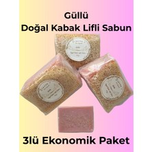 3 Adet Güllü Doğal Kabak Lifli Sabun 110GR X3 Adet Avantaj