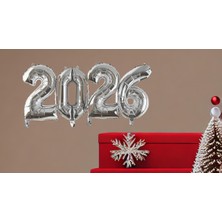 Yılbaşı 2026 Folyo Balon Her Rakam Boyutu 36 - 40 cm Gümüş