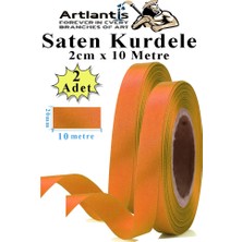 Turuncu Kurdele Saten 2 cm 10 Metre 2 Adet Saten Kurdela Parlak Hediye ve Süsleme Şeridi Süs Paketleme Çiçek Saç El