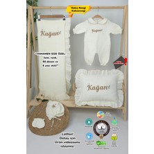 Müslin Yeni Doğan 4katlı Organik %100PAMUK Kişiye Özgü Nakışlı Hastane Çıkış Seti (Yaprak Desen-2)