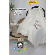 Müslin Yeni Doğan 4katlı Organik %100PAMUK Kişiye Özgü Nakışlı Hastane Çıkış Seti(Ikili Dal Model-5)