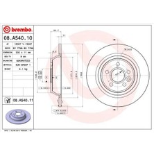 Brembo 08A54010 - Arka Fren Dısk Aynası Mondeo Iv S Max Galaxy 07 14 Kuga I 08 12 / Evoque 12-18 302MM