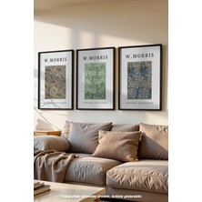 William Morris 3'lü Siyah Çerçeveli Poster, Tablo Seti No:6