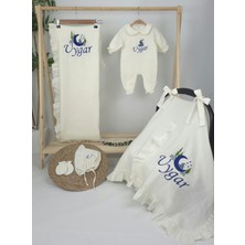 Müslin Yeni Doğan 4katlı Organik %100PAMUK Kişiye Özgü Nakışlı Hastane Çıkış Seti (Kurt Model-2)