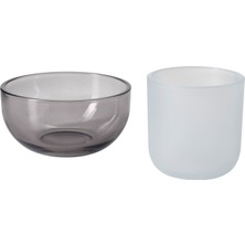 Tealight Mumluk, Gri-Buzlu Cam, 2 Adet