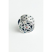 Yerli Üretim Renkli Taşlı Kozmik Yıldız Gümüş Charm