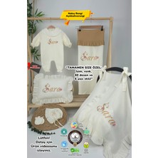 Müslin Yeni Doğan 4katlı Organik %100PAMUK Kişiye Özgü Nakışlı Hastane Çıkış Seti (Papatya Model-13)