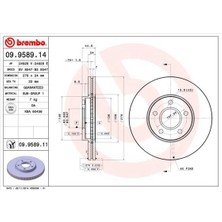 Brembo 09958914 - On Fren Dısk Aynası Connect 1.8tdcı 02 13 Abs Lı 278×24X5DL Havalı