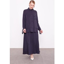 Lacivert Cep Detaylı Ikili Takım