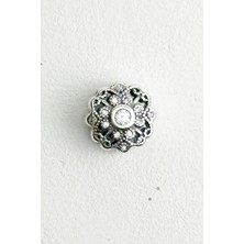 Taşlı Papatya Boncuk Gümüş Charm