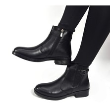 Hakiki Deri Yüksek Kalın Topuklu Kısa Deri Bot M4594