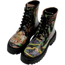 Kadın Vegan Deri Siyah Uzun Bot - Human Inspo Tasarım