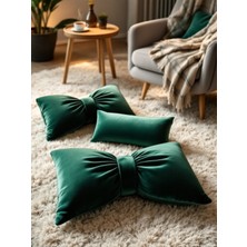 Fiyonk Görünümlü Dekoratif Yastık Iç Dolgulu Kurdele Hediye Yastık Kırlent Minder Seti (3 Parça)