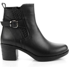 Siyah Siyah Hakiki Deri Kadın Bot & Bootie K02040500103